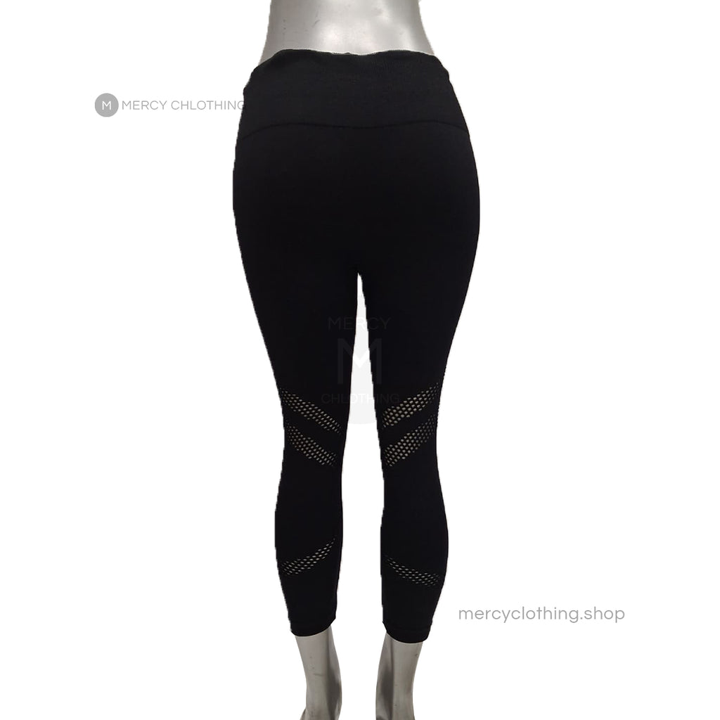 High-Waisted Mesh Cutout Capri Leggings