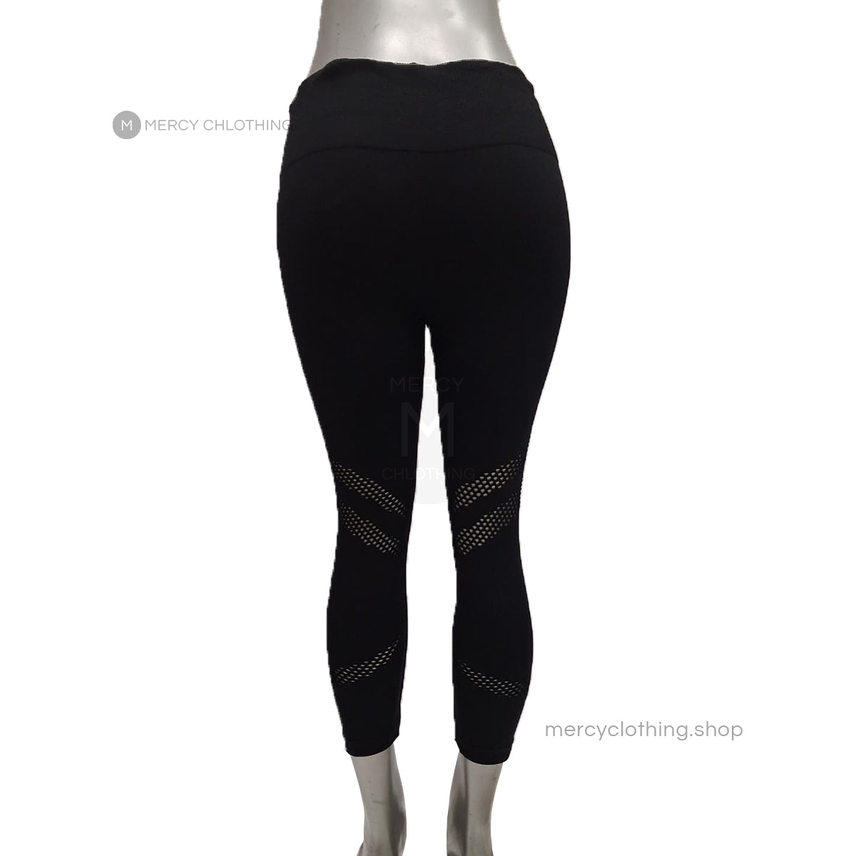 High-Waisted Mesh Cutout Capri Leggings