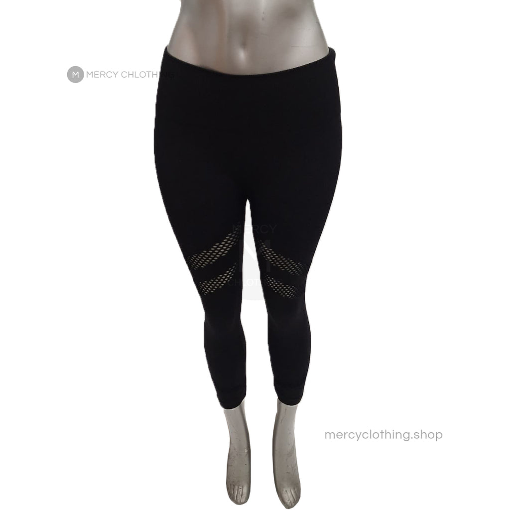 High-Waisted Mesh Cutout Capri Leggings