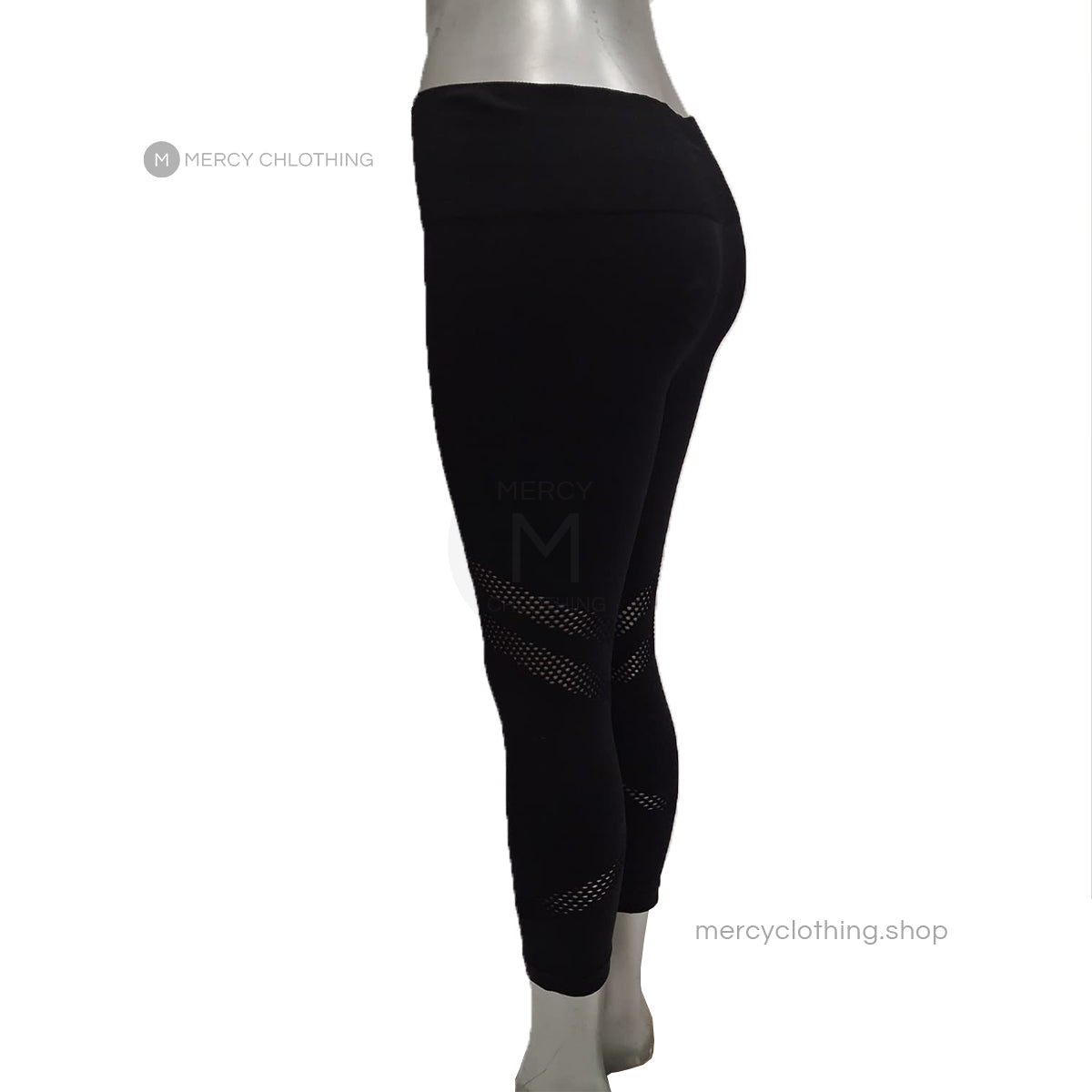 High-Waisted Mesh Cutout Capri Leggings