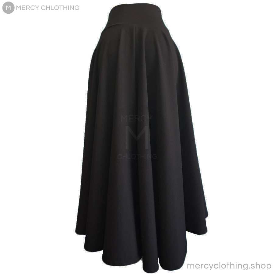 High-Waisted A-Line Flare Maxi Skirt