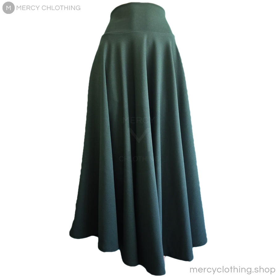 High-Waisted A-Line Flare Maxi Skirt