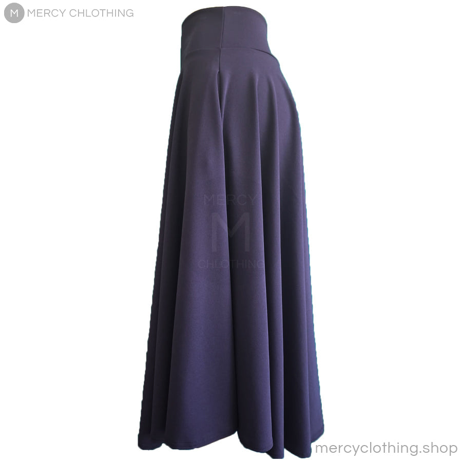 High-Waisted A-Line Flare Maxi Skirt