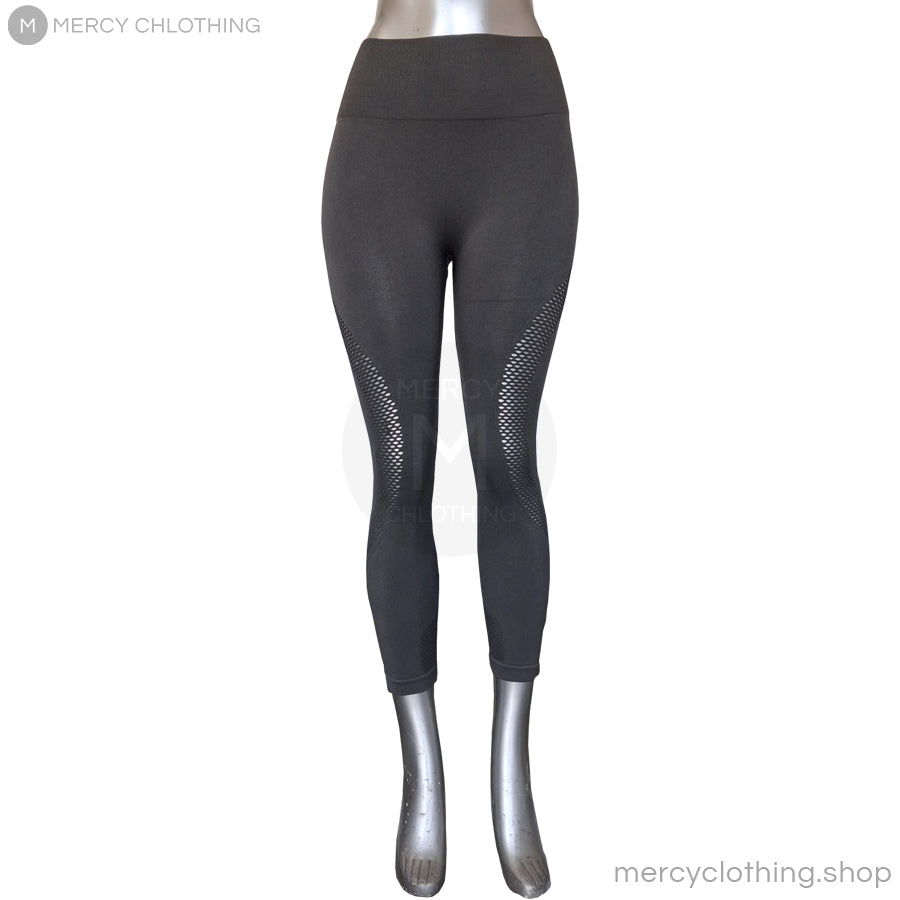 High-Waisted Mesh Cutout Capri Leggings