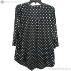Split-Neck Tunic Blouse with Roll-Tab Sleeves