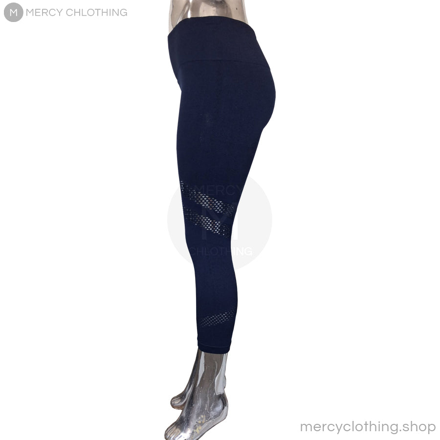 High-Waisted Mesh Cutout Capri Leggings