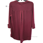 Split-Neck Tunic Blouse with Roll-Tab Sleeves
