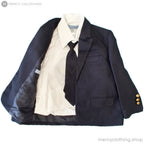 Boy's Formal Navy Blazer & Khaki Pants Suit 4-Piece Set