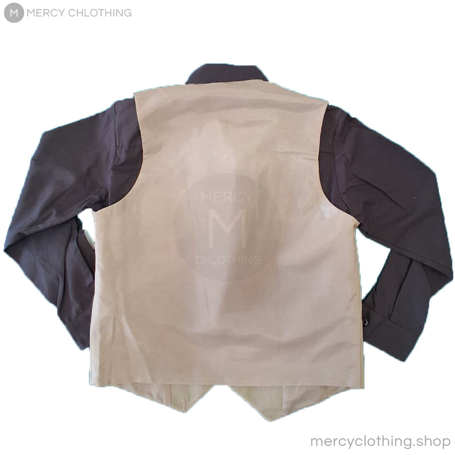Boy's Formal Beige Vest & Dark Shirt 4-Piece Set