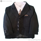 Boy's Formal Black Suit 5-Piece Set (Brown Vest)