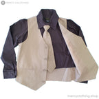 Boy's Formal Beige Vest & Dark Shirt 4-Piece Set