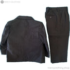 Boy's Formal Black Suit 5-Piece Set (Brown Vest)
